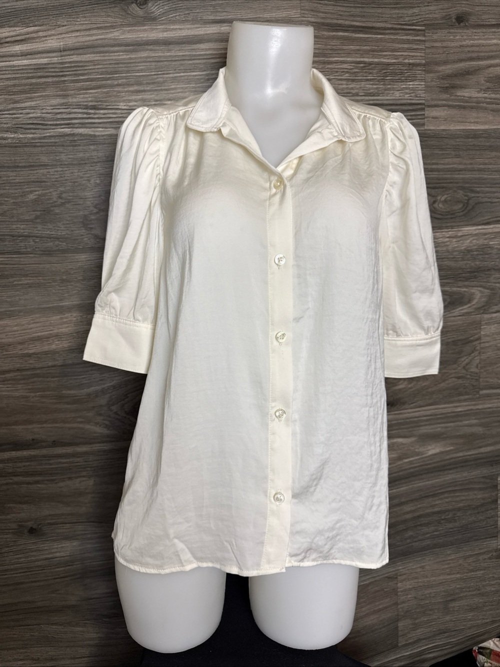 Calvin Klein Jeans Cream Button-Front Puff Sleeve Shirt